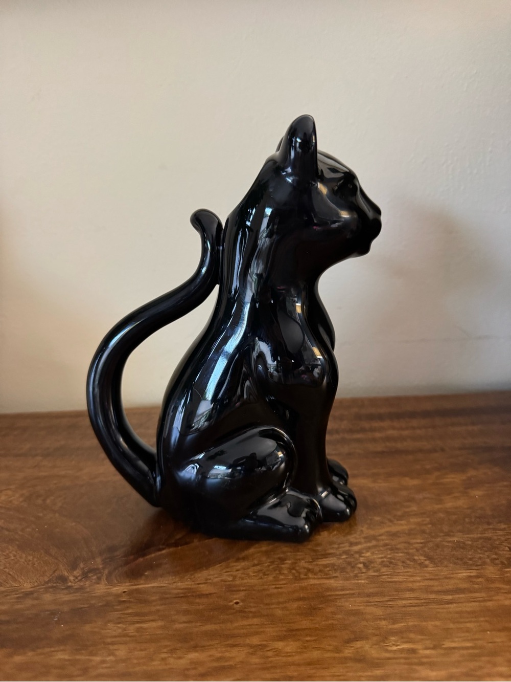 The Monkey and The Peddler Mid-Century Modern Style Ceramic Black Cat Pitcher